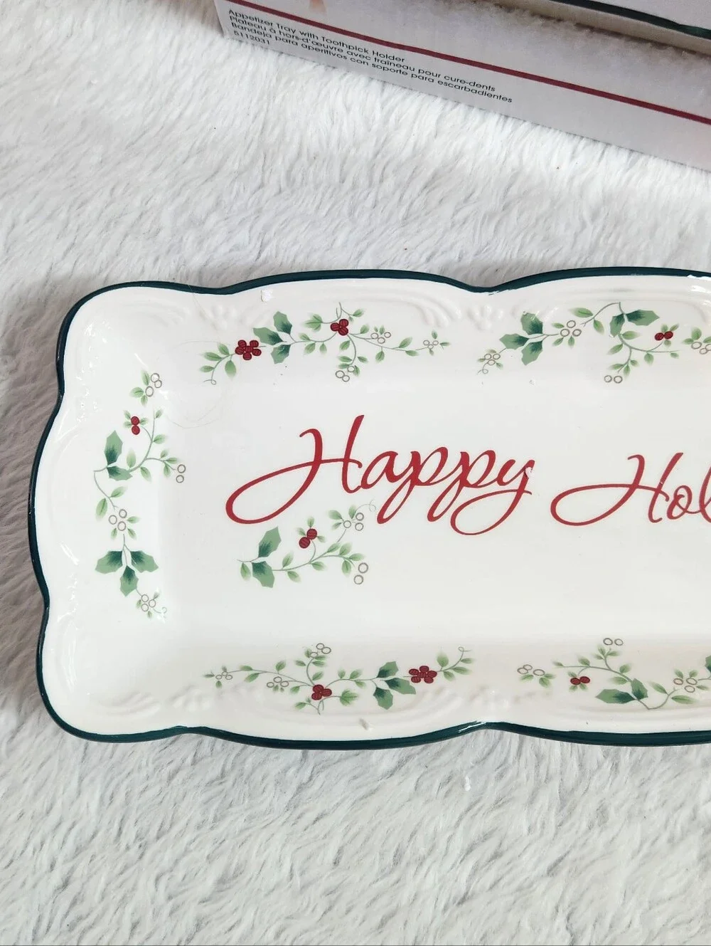 Pfaltzgraff Winterberry Appetizer Tray wih Toothpick Holder